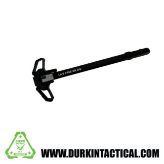 Laser Engraved Ambidextrous Charging Handle | Live Free or Die | Black | C40