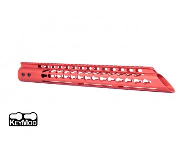 15" ULTRA LIGHTWEIGHT THIN KEY MOD FREE FLOATING HANDGUARD WITH SLANT NOSE (RED)