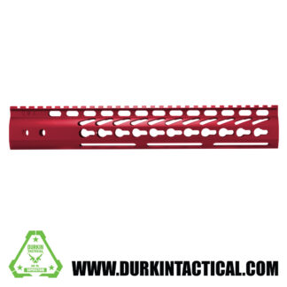 American Made 12" Ultra Lightweight Thin Keymod Free Floating Handguard with Monolithic Top Rail (Red)