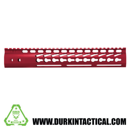 American Made 12" Ultra Lightweight Thin Keymod Free Floating Handguard with Monolithic Top Rail (Red)