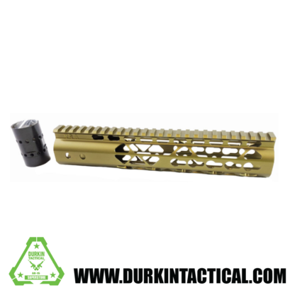 AR-15 10″ AIR LITE KEYMOD FREE FLOATING HANDGUARD WITH MONOLITHIC TOP RAIL (Gold)