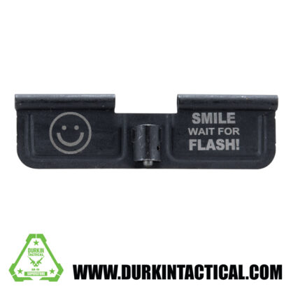 Laser Engraved Ejection Port Dust Cover - Smile Wait For Flash