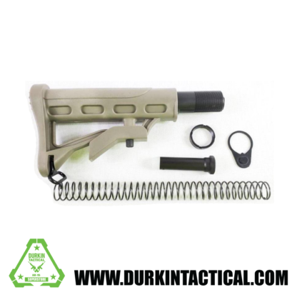 AR-15 Adjustable Stock w/ Collapsible Buffer Tube Kit - 6 piece - ST003+ST007 - Green