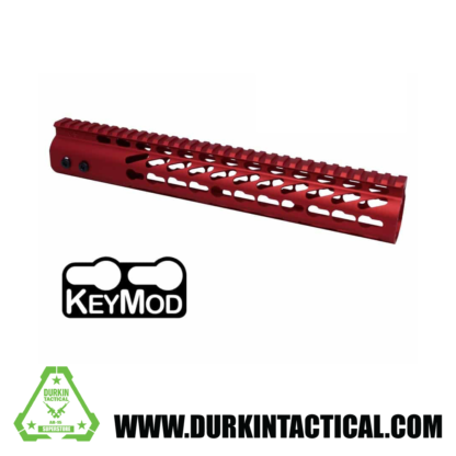 12″ ULTRA LIGHTWEIGHT THIN KEYMOD FREE FLOATING HANDGUARD WITH MONOLITHIC TOP RAIL(RED)
