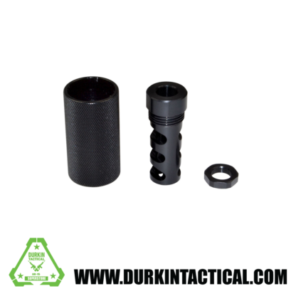 5/8”x24 Muzzle Brake for .308, Muzzle Brake for AR-15 plus Sound Redirect threaded Sleeve, Steel/Aluminum, Black