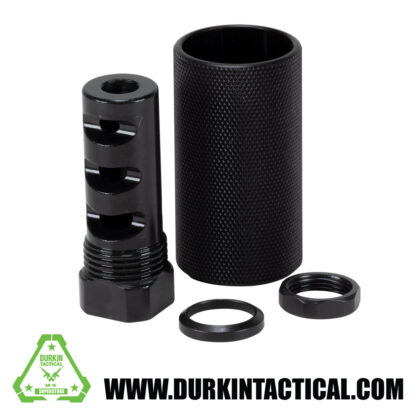 5/8”x24 Muzzle Brake for .308, Muzzle Brake for AR-15 plus Sound Redirect threaded Sleeve, Steel/Aluminum, Black