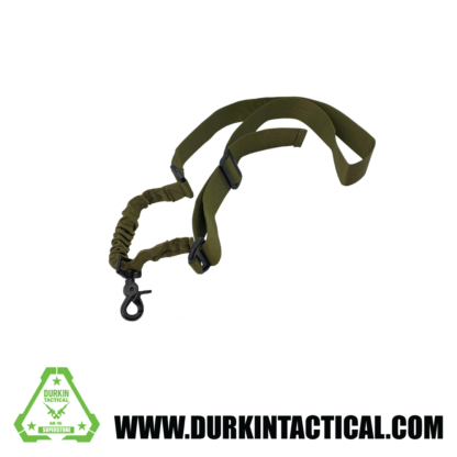 Single Point Adjustable Bungee Sling with Metal QD Snap Hook Adapter- OD Green