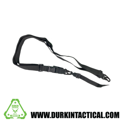 2 Point Adjustable QD Sling with Metal Snap HK Hook Adapter - Black