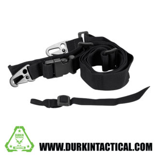2 Point Adjustable QD Sling with Metal Snap HK Hook Adapter - Black