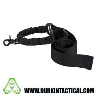 Single Point Adjustable Bungee Sling with Metal QD Snap Hook Adapter - Black
