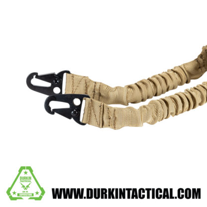 2 Point Adjustable Bungee Sling with Metal Snap HK Hook Adapter - FDE