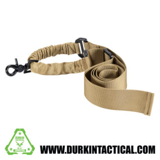 Single Point Adjustable Bungee Sling with Metal QD Hook - FDE