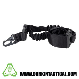 Single Point Adjustable Bungee Sling with Metal HK Hook Adapter - Black