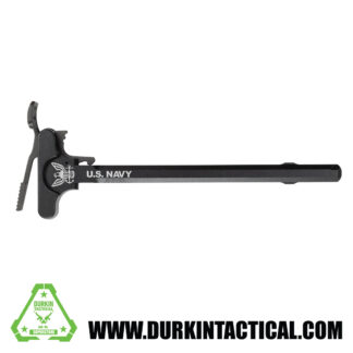 Laser Engraved Ambidextrous Charging Handle| Navy| Black