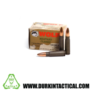 Wolf Military Classic | 7.62x39mm| 124 Gr | Hollow Point | Steel Case | 20 Rounds
