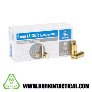 Scorpio 9MM Luger 8g/124gr FMJ 50 Rounds