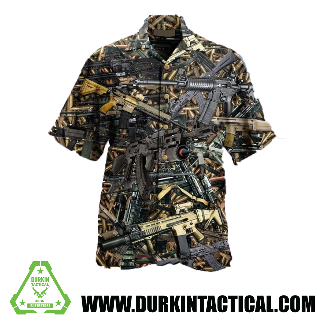 3D Firearms Printed Hawaiian Shirt - Large - Durkin Tactical
