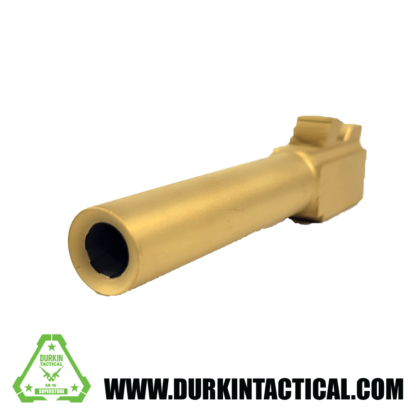 Glock 19 Barrel | Flush Crown Cut | Gen 3 | 9MM | 4" | 416R Stainless Steel | Titanium Nitride | Unthreaded, UnBranded | Gold Finish