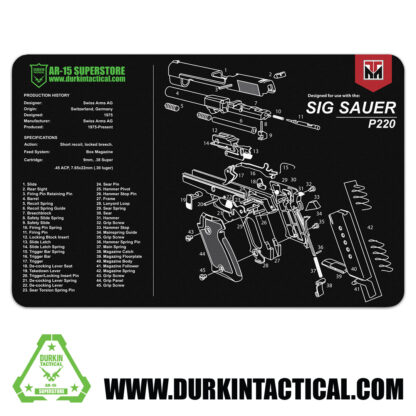 Durkin Tactical Sig Sauer P220 Gun Cleaning Mat 17" x 11"