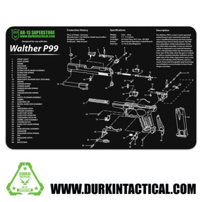 Durkin Tactical Walther P99 Gun Cleaning Mat 17" x 11"