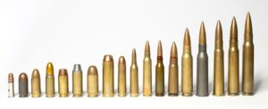 A line up of different calibers showing differences between them