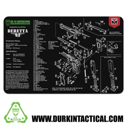 Durkin Tactical Beretta 92 Gun Cleaning Mat 17 X 11