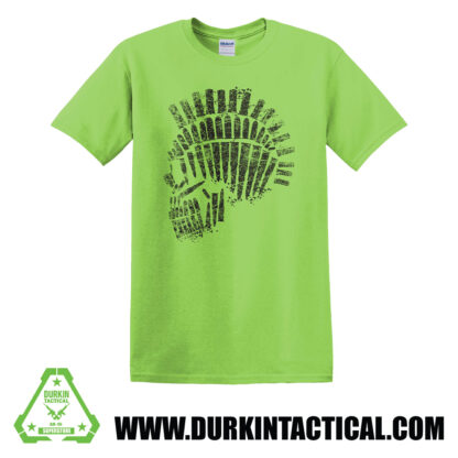 Durkin Tactical, Bullet Skull Tee Shirt, Lime Green- 3XL