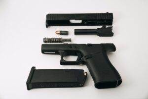 Disassembled pistol parts