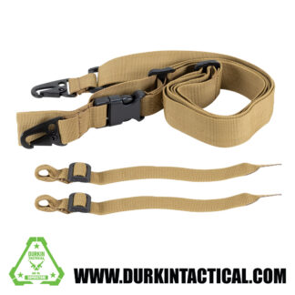 2 Point Adjustable QD Sling With Metal Snap HK Hook Adapter- FDE