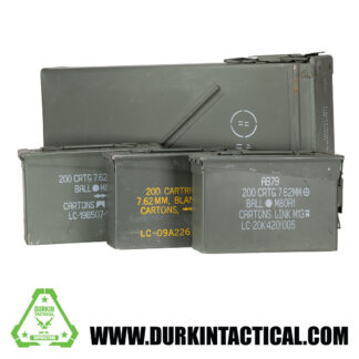 Ammo Can Combo 6 | 1 - 81MM Mortar Ammo Can and 3 - .30 Caliber Ammo Cans | Olive Drab Green