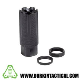 .308 Competition Grade Muzzle Brake Recoil Compensator | 5/8 x 24 | Steel | Black Knurled Phosphate Finish