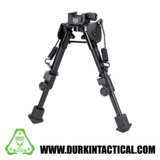 Adjustable Bipod 6.1" - 7.9" Spring Tension Control | Aluminum Steel and Rubber Picatinny/Swivel Mount